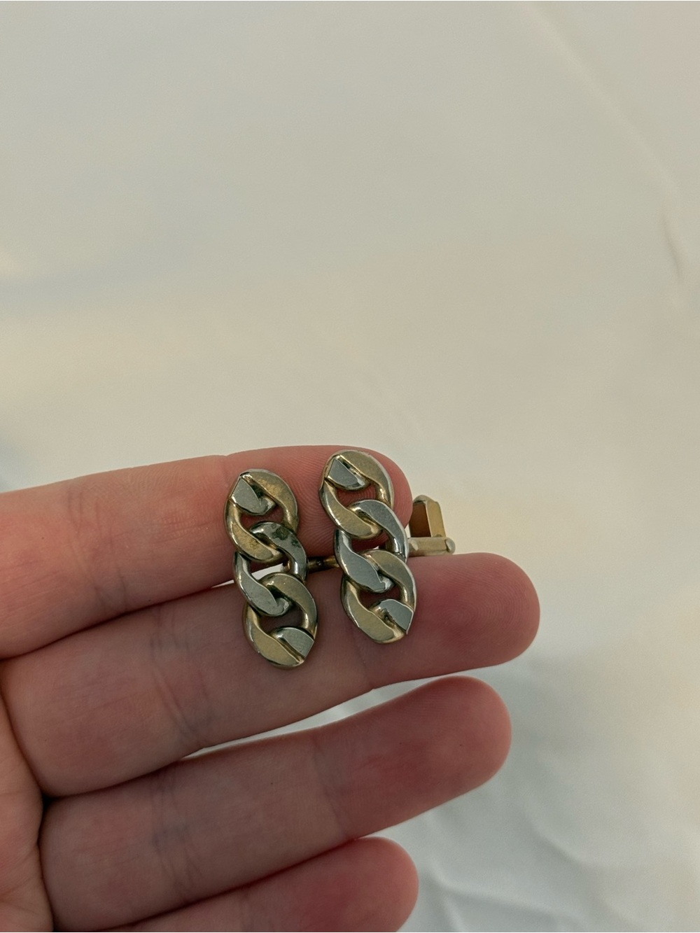 Vintage Swank Gold Silver Tone Chain Link Cufflinks Men’s Retro 1970s